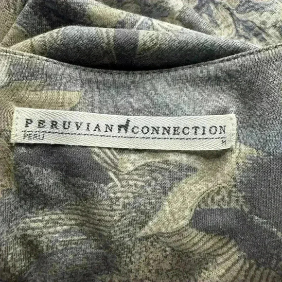 Peruvian Connection Women’s M Beige Floral Long Sleeve High Low Tunic Top - Picture 10 of 12